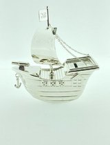Edzard - Spaarpot - Decoratie - Zwaar Verzilverd - Piratenschip - Boot - Origineel geschenk - 15cm hoog - 16cm lang - 10cm breed