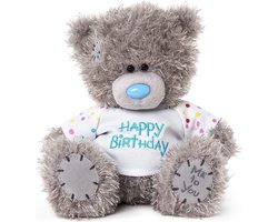 Knuffel - Beer - Happy birthday - Met stipjes - 16cm