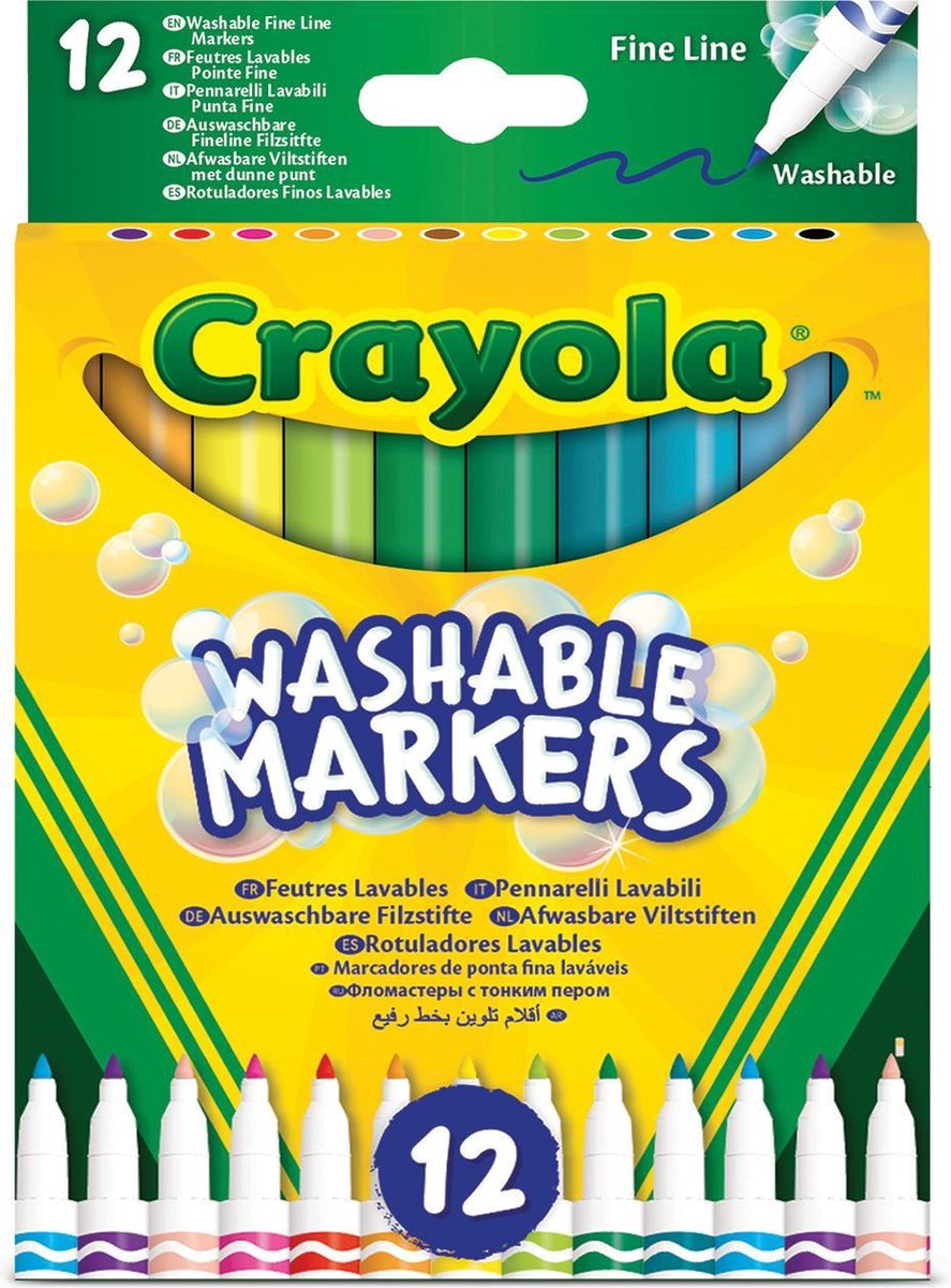 Crayola 12 Afwasbare Viltstiften met dunne punt