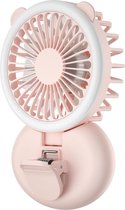 Ventilator mini met LED-lamp - Roze - Tafelventilator - Handventilator - Draagbaar - Oplaadbaar USB - Mini airco - Luchtkoeler aircooler