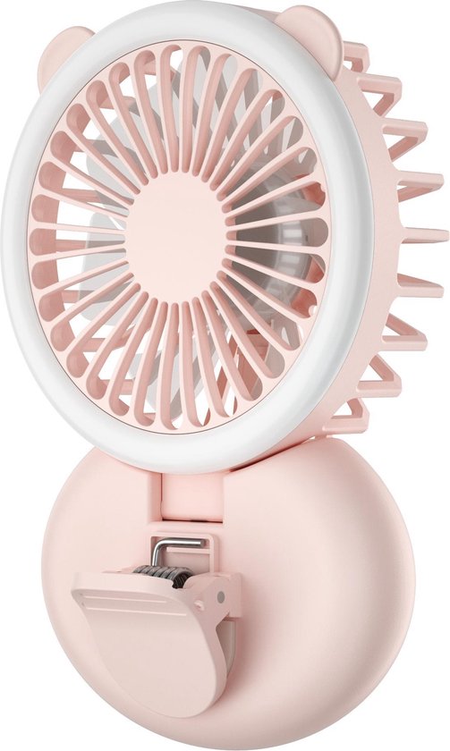 RANRAO Draagbare tailleclipventilator, 2000 mAh, USB-oplaadbaar, mini-halsventilator, riemventilator