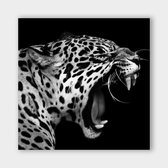Poster Dark Leopard Roar - Dibond - Meerdere Afmetingen & Prijzen | Wanddecoratie - Interieur - Art - Wonen - Schilderij - Kunst
