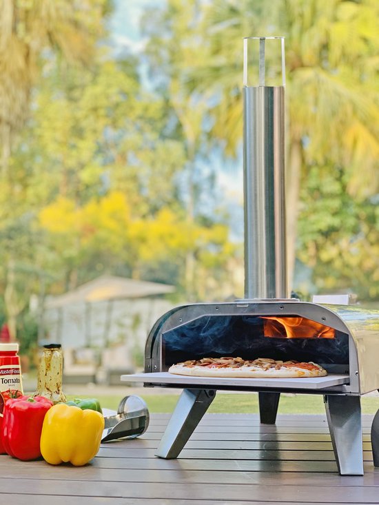 Bighorn Houtpellets Pizza Oven Pizzasteen voor buiten- Barbecue - Pizza Gourmet - Roestvrij staal - Draagbaar - Opvouwbaar - tot 460°C