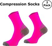 Comodo Compressie Sokken - 2 Paar - Hardloopsokken | Sportsokken - Kleur Neon Pink - Maat 39-42