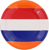8 Oranje Bordjes Nederlandse vlag - Oranje versiering - Voetbal EK WK kartonnen bordjes Nederland oranje rood wit blauw 18 cm - Wegwerpborden van karton, Barbecue - BBQ voetbal EK