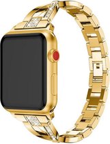 Geschikt voor Apple Watch bandje 42 / 44 / 45 mm - Series 1 2 3 4 5 6 7 SE - Smartwatch iWatch horloge band - 42mm 44mm 45mm - Fungus - RVS metaal - Goud - Twist