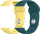 2 sport bandjes geschikt voor Apple Smartwatch 38/40 mm S/M – YOUNIQ – Geel & Donker Groen – iWatch Series 1/2/3/4/5/6/SE - Horloge Band Strap geschikt voor Apple Watch