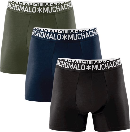 Muchachomalo Basic collection Boxer homme en coton clair - pack de 3 - Bleu foncé / Noir / Vert armée - Taille M