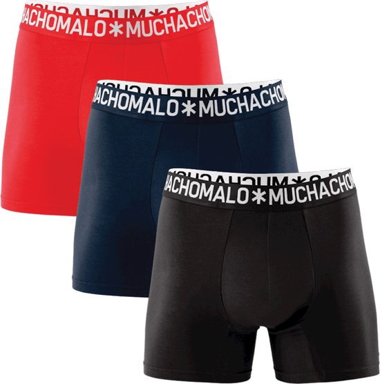 Muchachomalo Basic collection Caleçon Homme Coton Léger - Lot de 3 - Noir / Rouge / Bleu Foncé - Taille XL