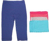 Meisjes legging 3 pack capri legging kinderlegging gestipt kinderkleding roze/turquoise/coral maat 140-146