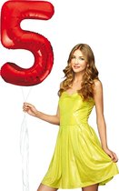 Rode cijfer ballon 5 inclusief helium gevuld.