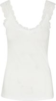 Cassis - Top in jersey met kantdetail - Ecru