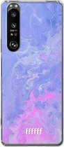 6F hoesje - geschikt voor Sony Xperia 1 III -  Transparant TPU Case - Purple and Pink Water #ffffff