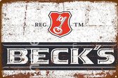 Beck's Logo Reclamebord van metaal METALEN-WANDBORD - MUURPLAAT - VINTAGE - RETRO - HORECA- BORD-WANDDECORATIE -TEKSTBORD - DECORATIEBORD - RECLAMEPLAAT - WANDPLAAT - NOSTALGIE -CA