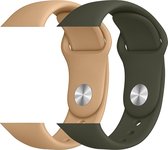 2 sport bandjes geschikt voor Apple Smartwatch 42/44 S/M – YOUNIQ – Walnoot & Olijf – iWatch Series 1/2/3/4/5/6/SE - Horloge Band Strap geschikt voor Apple watch