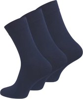 Katoenen sokken – 3 paar – navyblauw – zonder elastiek – zonder teennaad – maat 35/38