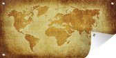 Affiche de jardin Wereldkaart - Vintage - Marron - 60x30 cm - Toile de jardin