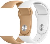 2 sport bandjes geschikt voor Apple Smartwatch 38/40 mm M/L – YOUNIQ – Walnoot & Wit – iWatch Series 1/2/3/4/5/6/SE - Horloge Band Strap geschikt voor Apple Watch
