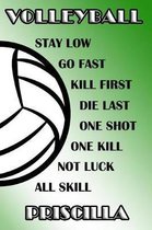 Volleyball Stay Low Go Fast Kill First Die Last One Shot One Kill Not Luck All Skill Priscilla