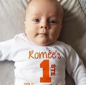 Idée cadeau chemise bébé orange mon premier CE avec naam - football Nederland- avec eigen texte / Barboteuse avec naam / Cadeau de maternité équipe nationale néerlandaise