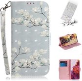 Voor Samsung Galaxy S21 Ultra 5G 3D Gekleurde Tekening Horizontale Flip Leren Case met Houder & Kaartsleuven & Portemonnee & Lanyard (Magnolia)