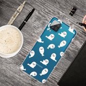 Voor Samsung Galaxy A12 schokbestendig geverfd transparant TPU beschermhoes (witte zeeleeuw)