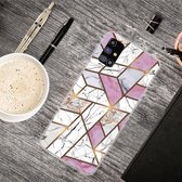 Voor Samsung Galaxy M51 Marble Shockproof TPU beschermhoes (Rhombus White Purple)
