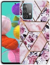 Voor Samsung Galaxy A32 5G marmeren schokbestendige TPU beschermhoes (Rhombus Rose)