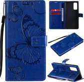Voor Samsung Galaxy S20 FE 5G / S20 Lite 3D vlinders reliëfpatroon horizontale flip lederen tas met houder & kaartsleuf & portemonnee (blauw)