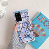 Voor Samsung Galaxy A41 (EU-versie) Galvaniserend stikpatroon Zachte TPU-beschermhoes (stiksels blauwe bloemen)