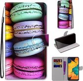 Voor Samsung Galaxy A30 & A20 Gekleurde Tekening Cross Textuur Horizontale Flip PU Lederen Case met Houder & Kaartsleuven & Portemonnee & Lanyard (Kleurrijke Laagcake)