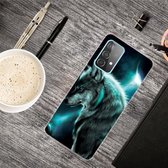 Voor Samsung Galaxy A72 5G schokbestendig geverfd transparant TPU beschermhoes (Moonlight Wolf)