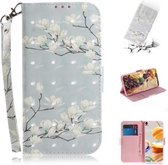 Voor LG K61 3D Gekleurde Tekening Horizontale Flip Leren Case met Houder & Kaartsleuven & Portemonnee & Lanyard (Magnolia)