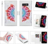 Voor Samsung Galaxy Note 8 Afdrukken Tweekleurig Half Mandala-patroon Dubbelzijdige magnetische gesp Horizontale flip lederen tas met houder & kaartsleuven & portemonnee & fotolijst & lanyard