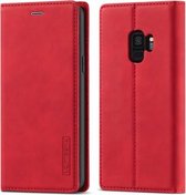Voor Samsung Galaxy S9 + LC.IMEEKE Sterk magnetisme Ultradunne horizontale flip schokbestendig Matte TPU + PU lederen hoes met houder & kaartsleuven & portemonnee (rood)