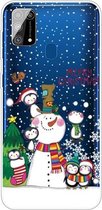 Voor Samsung Galaxy M31 Christmas Series Clear TPU beschermhoes (Penguin Family)