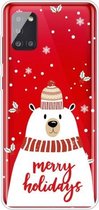 Voor Samsung Galaxy A31 Christmas Series Clear TPU beschermhoes (sjaal White Bear)