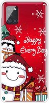 Voor Samsung Galaxy A21s Christmas Series Clear TPU beschermhoes (Cute Penguin Snowman)