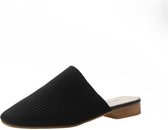 Dames elastische doek ronde teen flats elastische band slipper, schoenmaat: 37 (zwart)