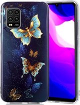 Voor Xiaomi MI 10 Lite 5G Lichtgevende TPU zachte beschermhoes (dubbele vlinders)