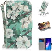 Voor Xiaomi Redmi Note 8T 3D Formule Patroon Magnetische Aantrekkelijkheid Horizontale Flip Leren Case met Lanyard, Ondersteuning Houder & Kaartsleuf & Portemonnee (Aquarel Bloemen)