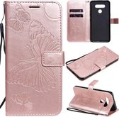 Voor LG K51 3D Vlinder Reliëfpatroon Horizontale Flip Leren Case met Houder & Kaartsleuf & Portemonnee & Lanyard (Rose Goud)