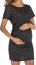 Jurk met ronde hals en korte mouwen voor zwangere vrouwen (kleur: zwart, maat: S)-Zwart