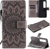 Voor Xiaomi Mi 10 Ultra Pressed Printing Zonnebloempatroon Horizontale Flip PU lederen tas met houder & kaartsleuven & portemonnee & lanyard (grijs)