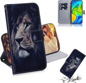 Voor Xiaomi Redmi Note 9 / 10X 4G Gekleurde Tekening Horizontale Flip Leren Case met Houder & Kaartsleuf & Portemonnee (Leeuw)