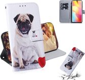 Voor Xiaomi Mi Note 10 Lite Gekleurde tekening Horizontale flip lederen tas met houder & kaartsleuf & portemonnee (pug)