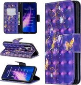 Voor Xiaomi Redmi Note 8 3D Patroon Gekleurde Tekening Horizontale Flip Leren Case met Houder & Kaartsleuven & Portemonnee (Paarse Vlinder)