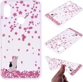 Voor Xiaomi Redmi Note 6 Gekleurd tekeningpatroon Zeer transparant TPU beschermhoes (Cherry Blossom Cat)