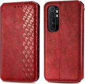Voor Geschikt voor Xiaomi Mi Note 10 Lite Cubic Grid Pressed Horizontal Flip Magnetic PU Leather Case met houder & kaartsleuven & portemonnee (rood)