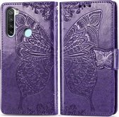 Voor Xiaomi Redmi Note 8 Butterfly Love Flower reliëf horizontale flip lederen tas met beugel / kaartsleuf / portemonnee / lanyard (donkerpaars)